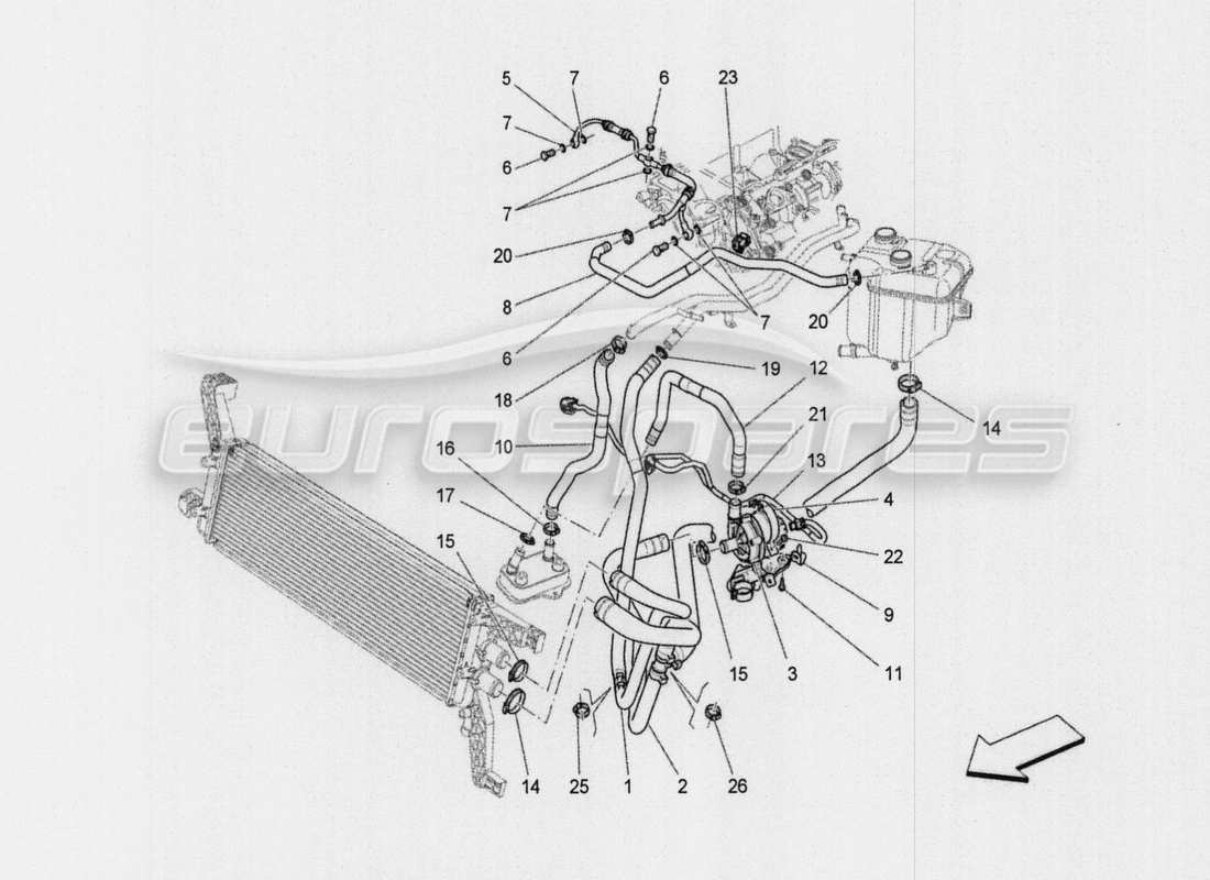 a part diagram from the maserati qtp. v8 3.8 530bhp auto 2015 parts catalogue