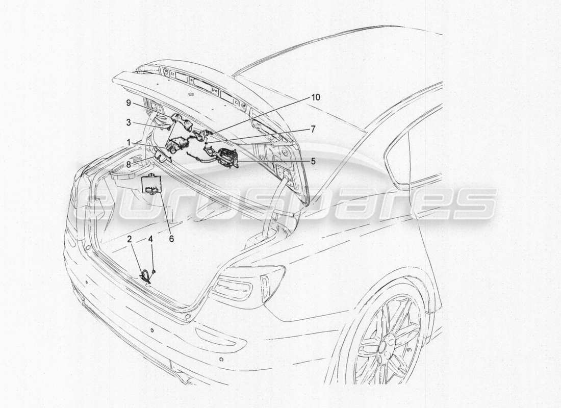 a part diagram from the maserati quattroporte m156 (2014 onwards) parts catalogue