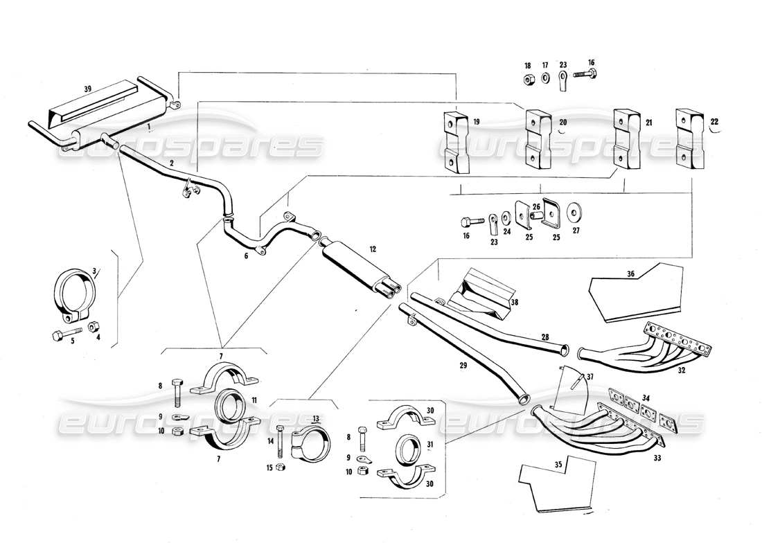 a part diagram from the maserati quattroporte (1967-1979) parts catalogue