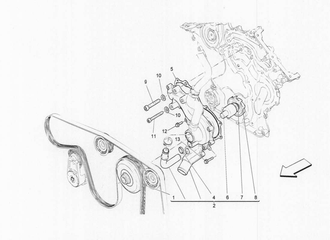 a part diagram from the maserati quattroporte m156 (2014 onwards) parts catalogue