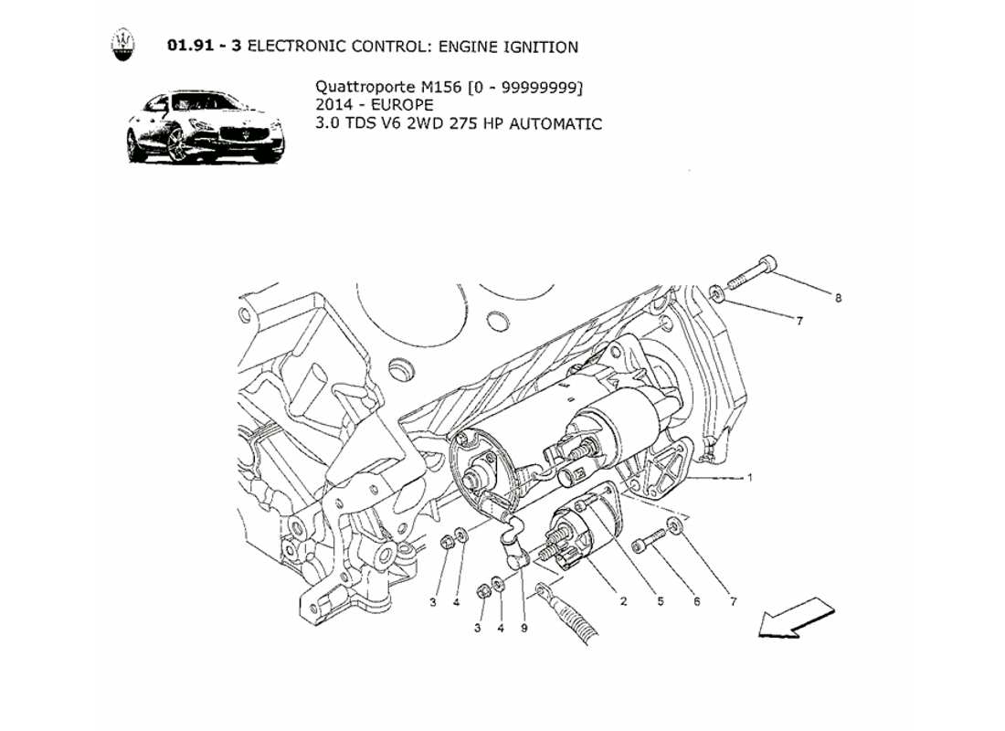 a part diagram from the maserati qtp. v6 3.0 tds 275bhp 2014 parts catalogue