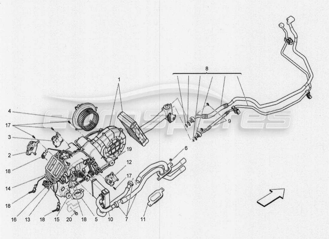 a part diagram from the maserati quattroporte m156 (2014 onwards) parts catalogue