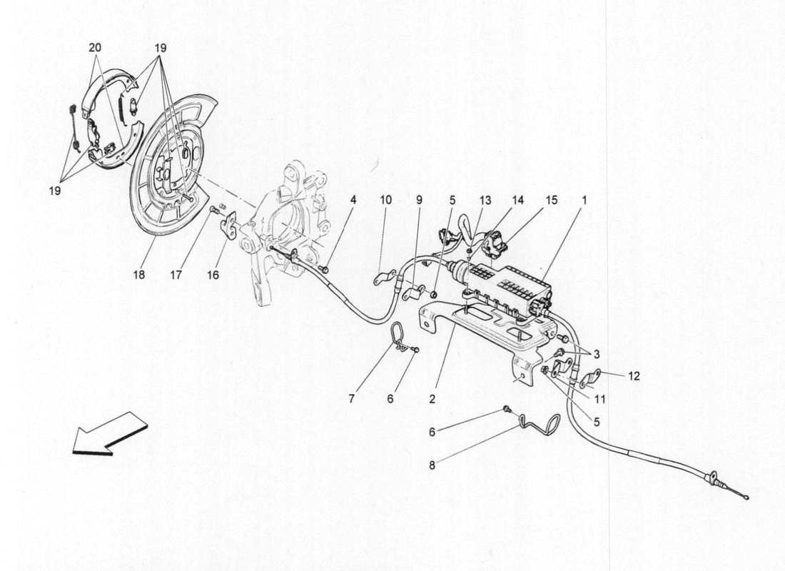 a part diagram from the maserati quattroporte m156 (2014 onwards) parts catalogue
