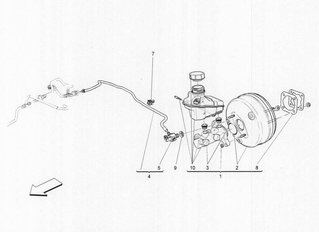 a part diagram from the maserati quattroporte m156 (2014 onwards) parts catalogue