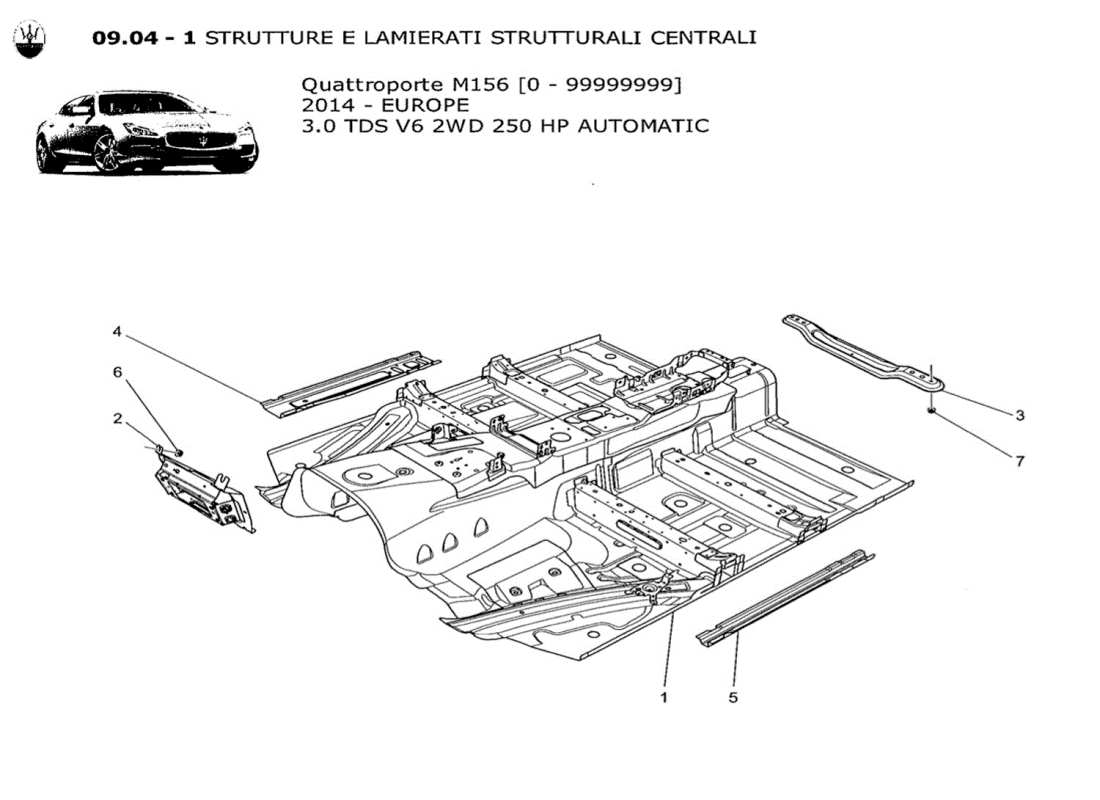 a part diagram from the maserati qtp. v6 3.0 tds 250bhp 2014 parts catalogue