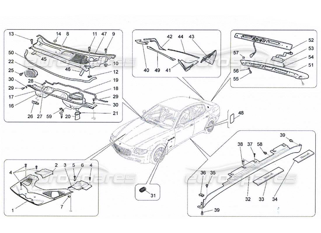 a part diagram from the maserati quattroporte m139 (2005-2013) parts catalogue