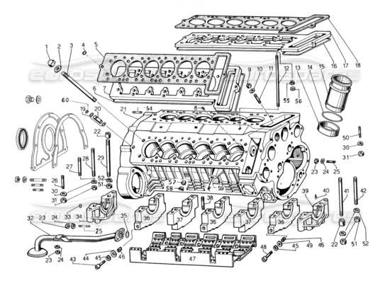 a part diagram from the lamborghini countach parts catalogue