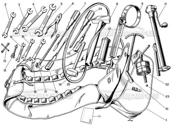 a part diagram from the ferrari 330 and 365 parts catalogue