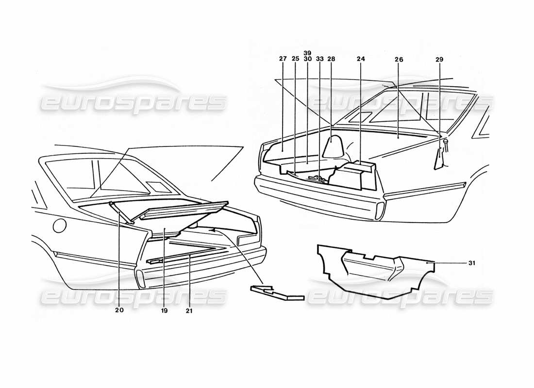 a part diagram from the ferrari 400 gt / 400i (coachwork) parts catalogue