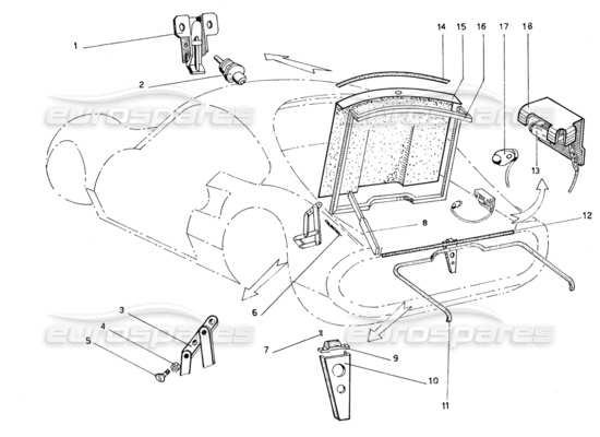 a part diagram from the ferrari 206 gt dino (coachwork) parts catalogue