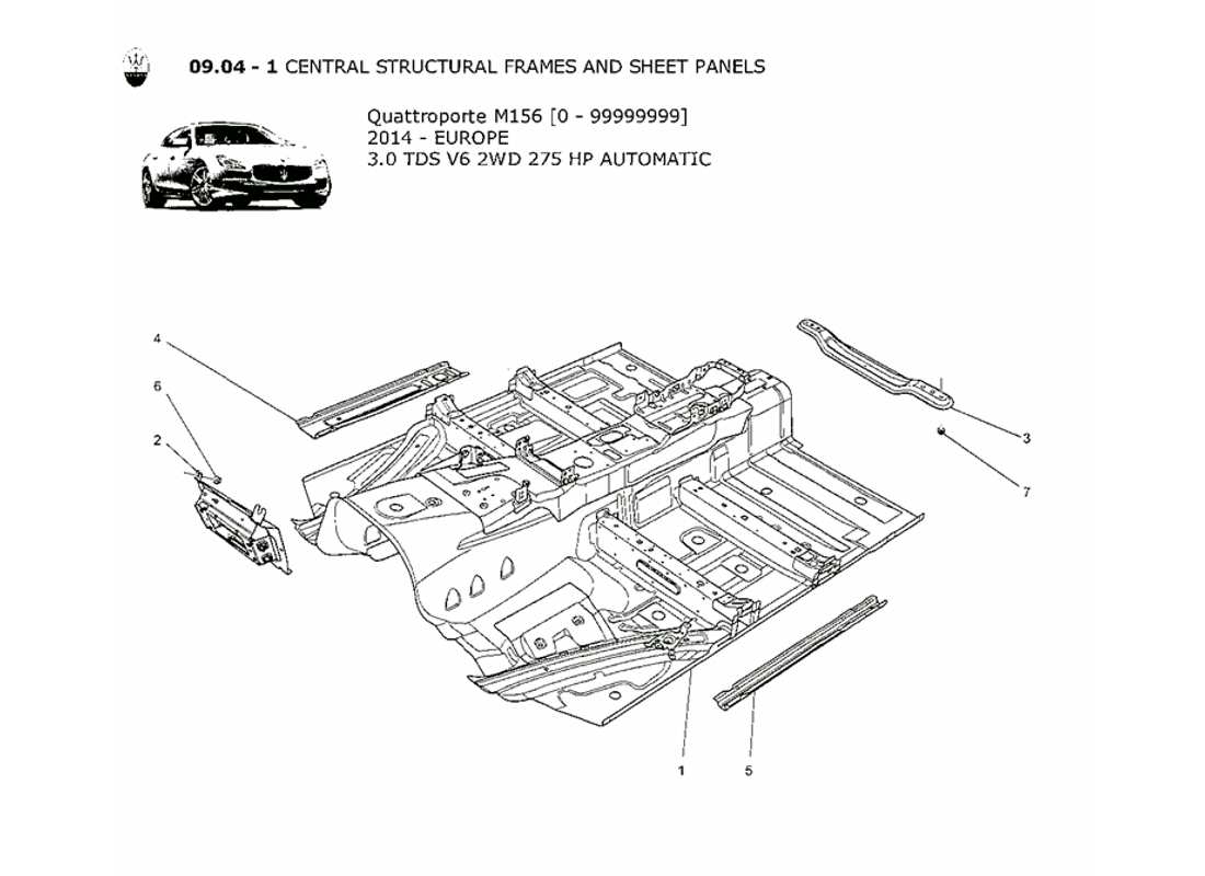 a part diagram from the maserati qtp. v6 3.0 tds 275bhp 2014 parts catalogue