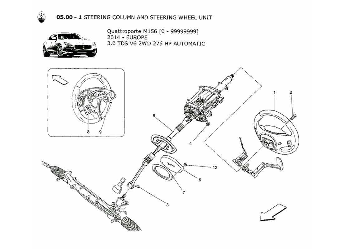 a part diagram from the maserati quattroporte m156 (2014 onwards) parts catalogue