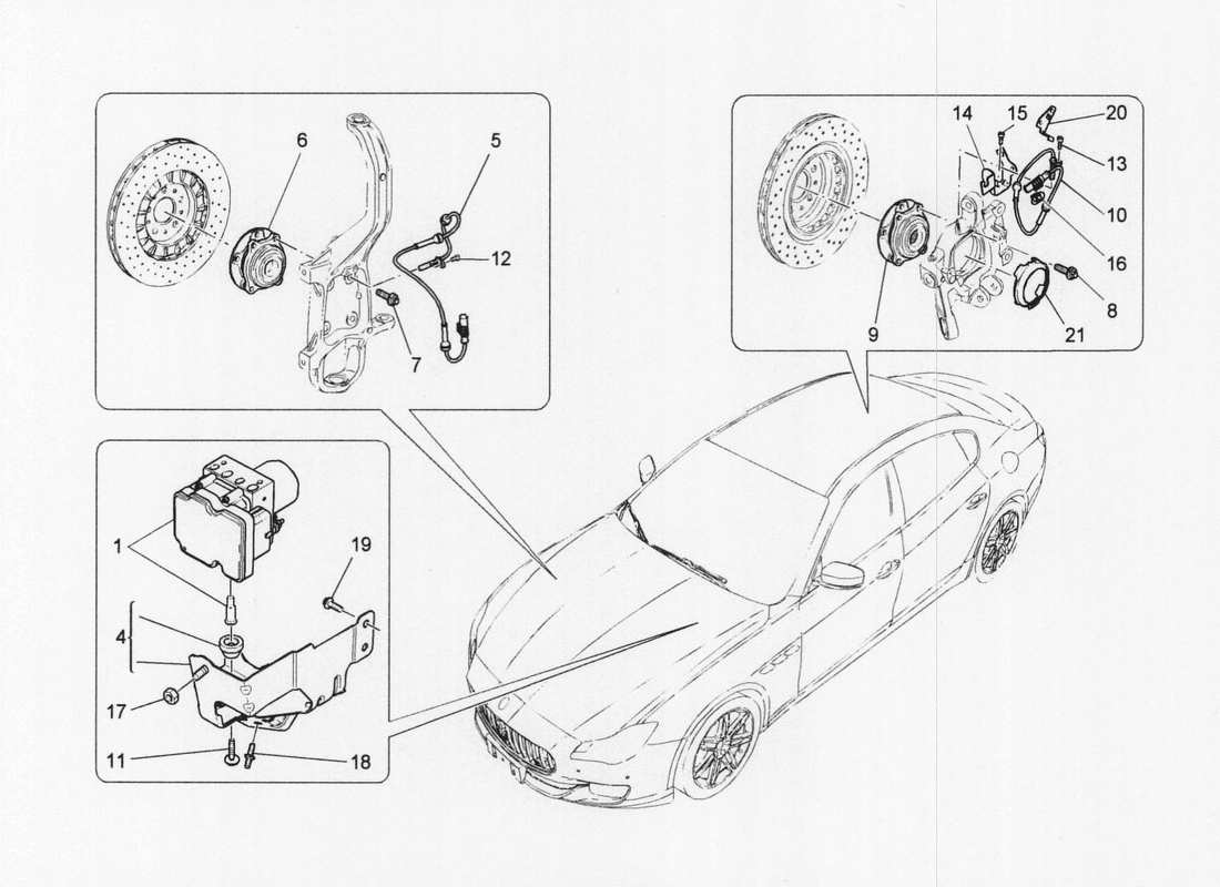 a part diagram from the maserati quattroporte m156 (2014 onwards) parts catalogue