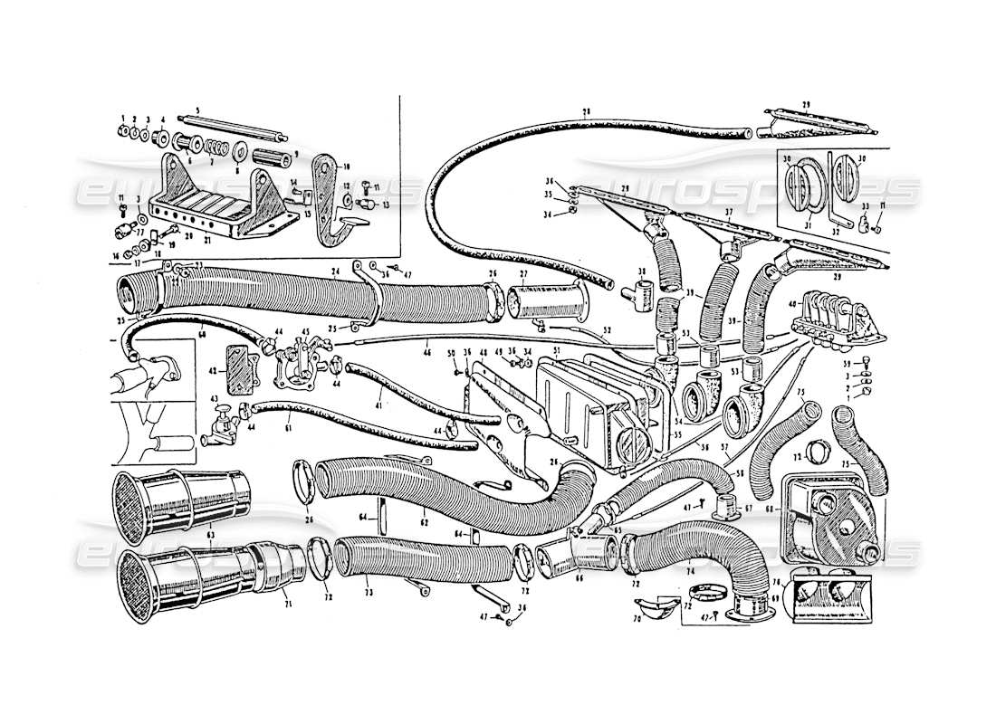 VIEW PARTS DIAGRAMS FROM THE MASERATI 3500 PARTS CATALOGUE a part diagram from the maserati 3500 parts catalogue