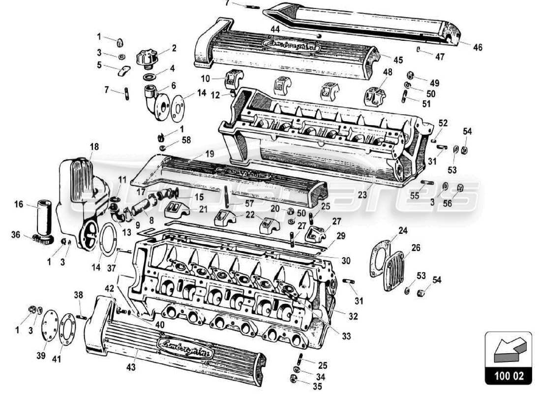a part diagram from the lamborghini miura parts catalogue