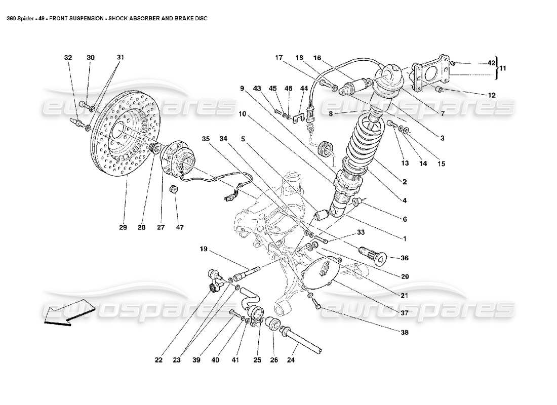 a part diagram from the Ferrari 360 Spider parts catalogue
