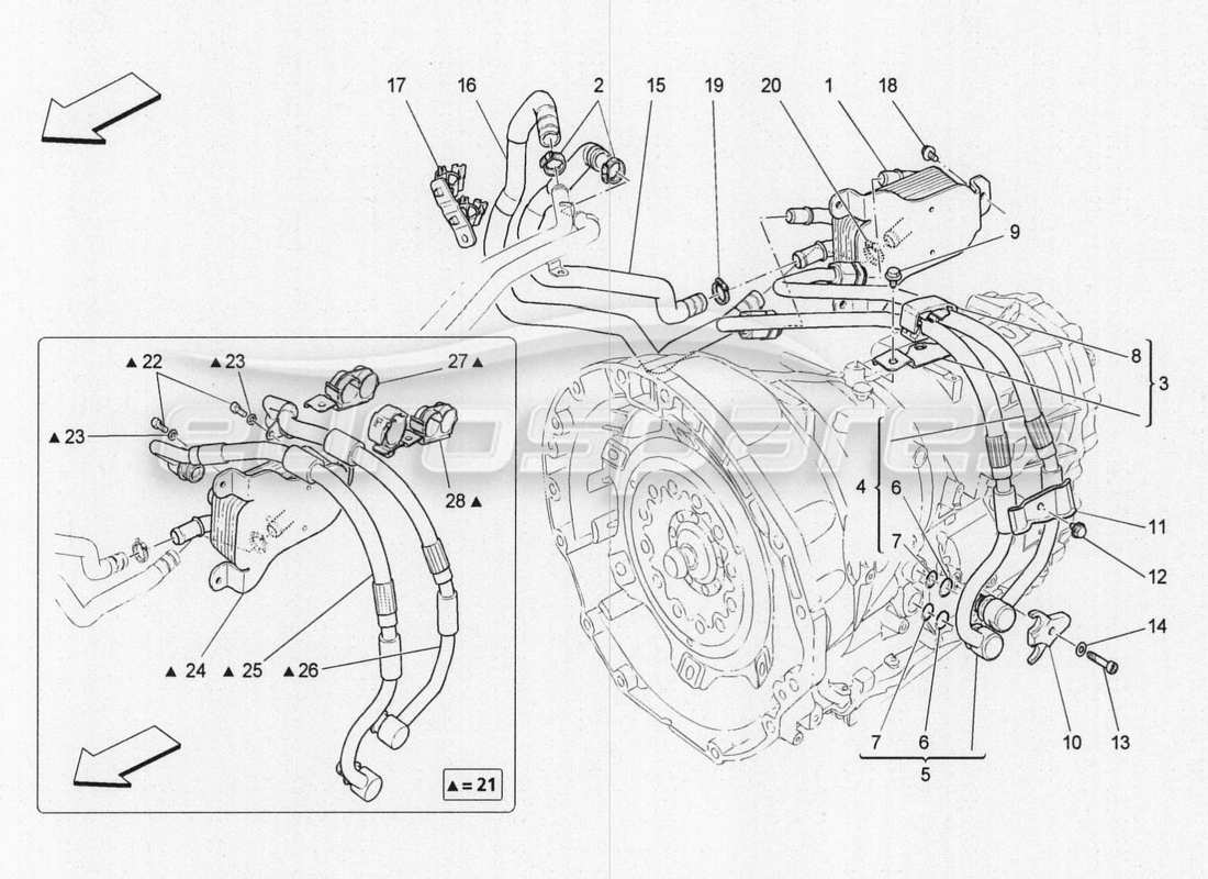 a part diagram from the Maserati QTP. V8 3.8 530bhp 2014 Auto parts catalogue