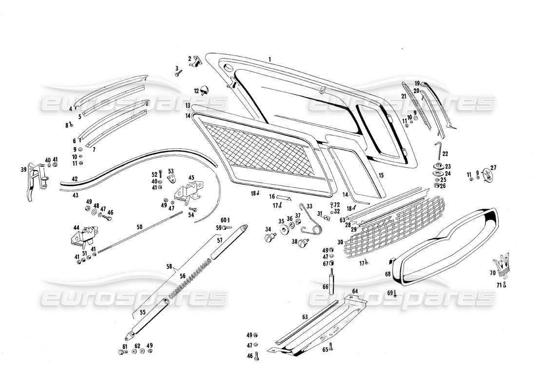a part diagram from the maserati quattroporte (1967-1979) parts catalogue