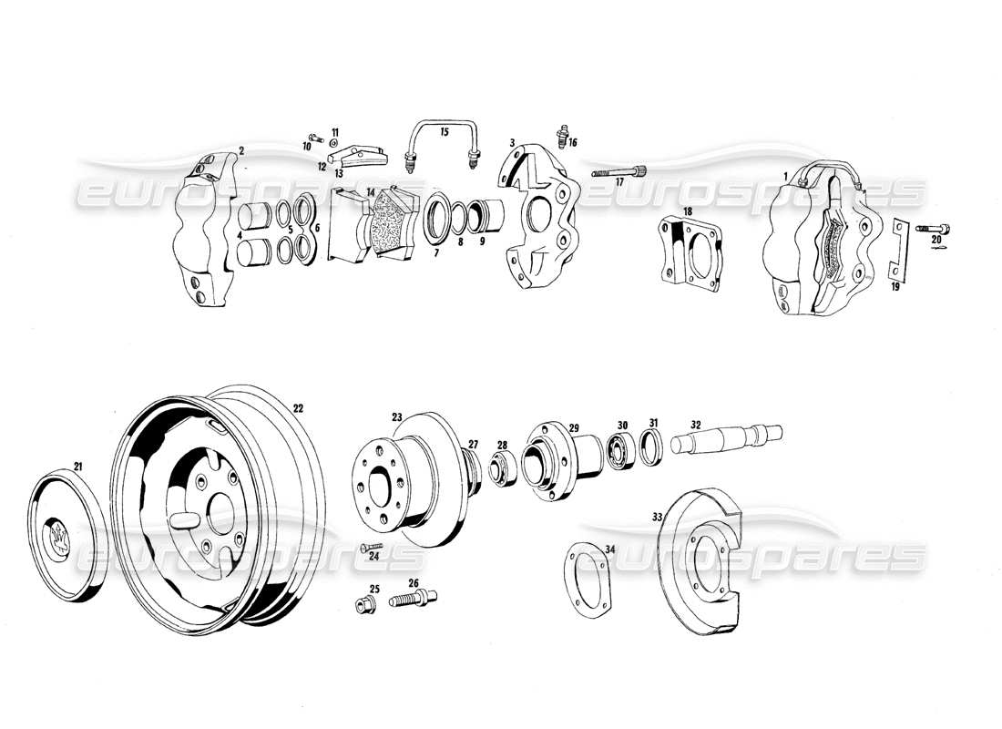 a part diagram from the maserati qtp.v8 4.7 (s1 & s2) 1967 parts catalogue