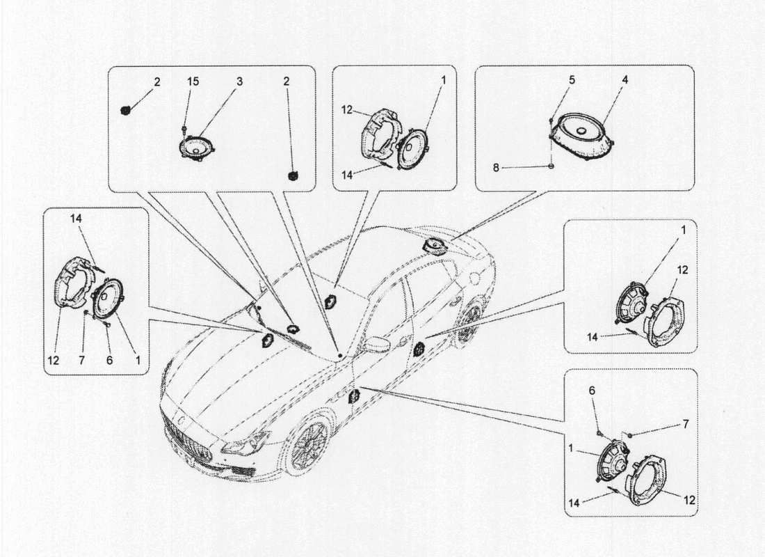 a part diagram from the maserati quattroporte m156 (2014 onwards) parts catalogue