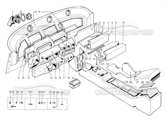 a part diagram from the lamborghini jalpa parts catalogue