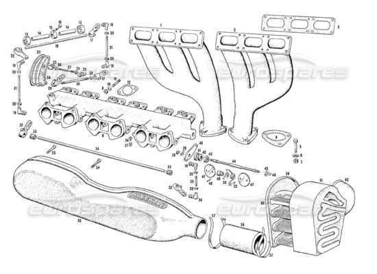 a part diagram from the maserati mistral parts catalogue