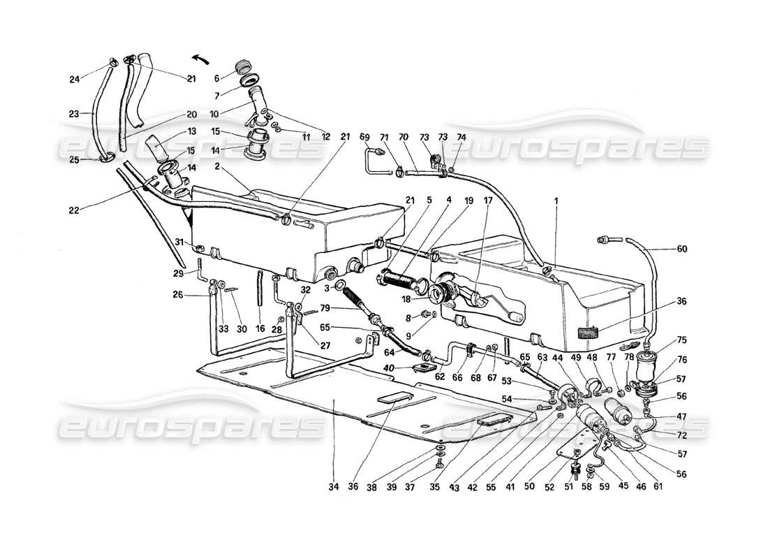 a part diagram from the ferrari mondial parts catalogue