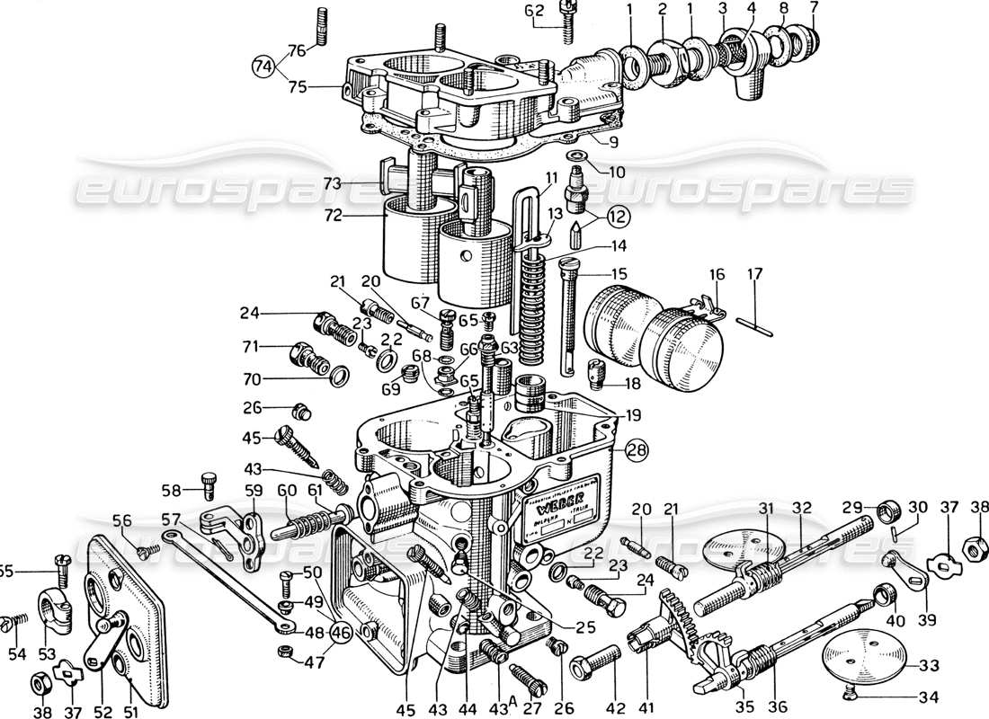a part diagram from the ferrari 330 gtc coupe parts catalogue