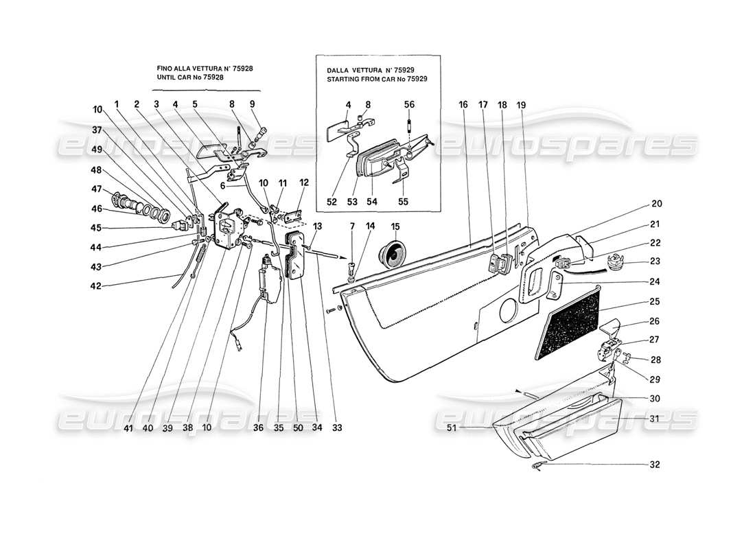 a part diagram from the ferrari 208 turbo (1989) parts catalogue
