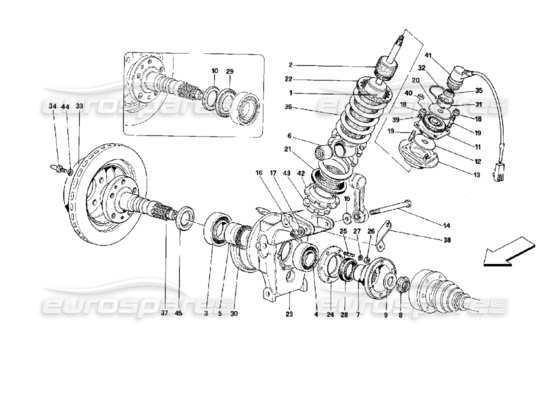 a part diagram from the ferrari mondial 3.4 t coupe/cabrio parts catalogue