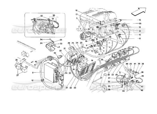 a part diagram from the ferrari mondial 3.4 t coupe/cabrio parts catalogue