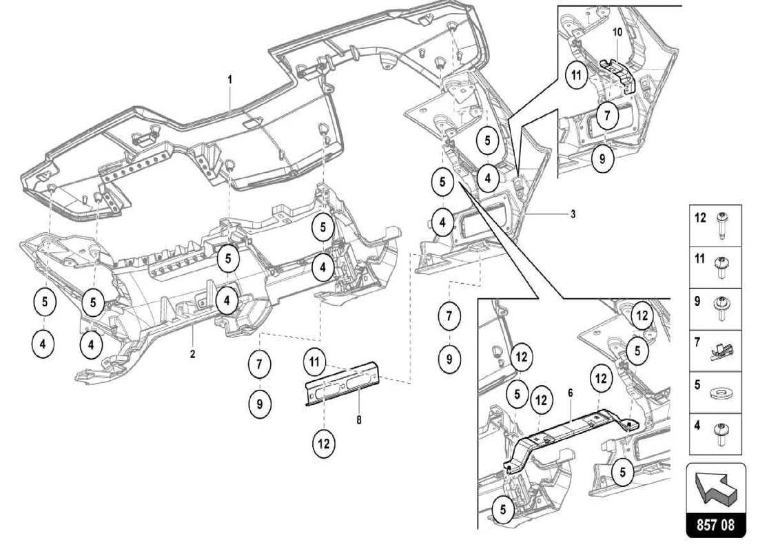 a part diagram from the lamborghini centenario spider parts catalogue