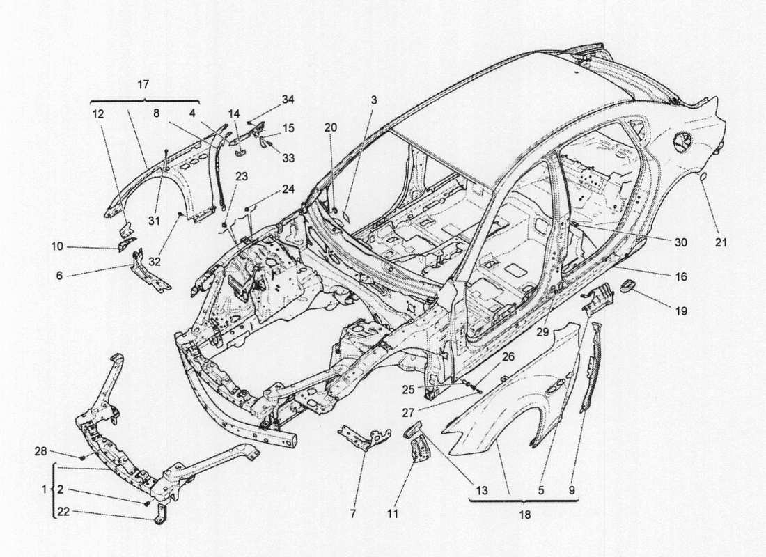 a part diagram from the maserati qtp. v6 3.0 bt 410bhp 2wd 2017 parts catalogue