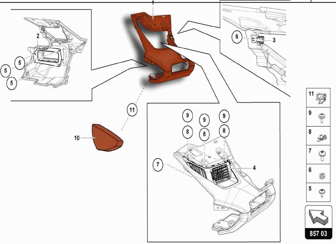 a part diagram from the lamborghini centenario parts catalogue