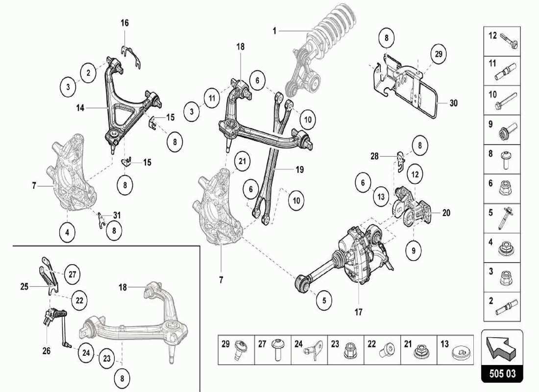 a part diagram from the lamborghini centenario parts catalogue