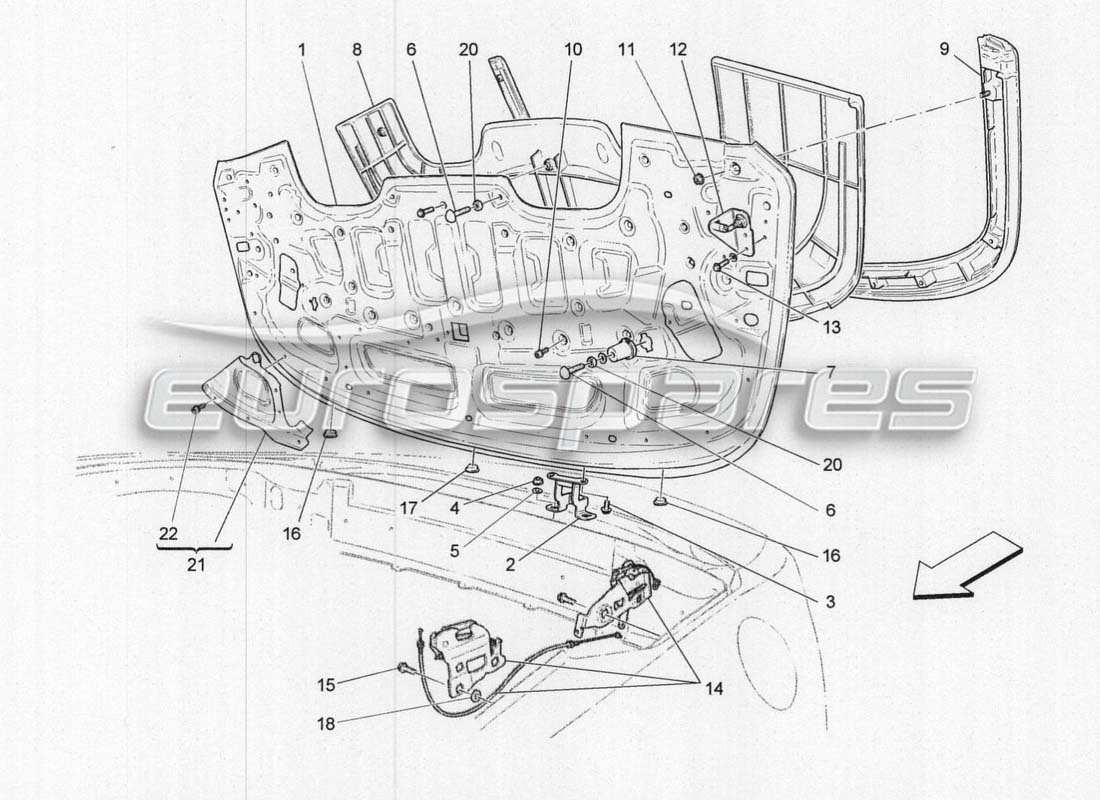 a part diagram from the maserati grancabrio parts catalogue
