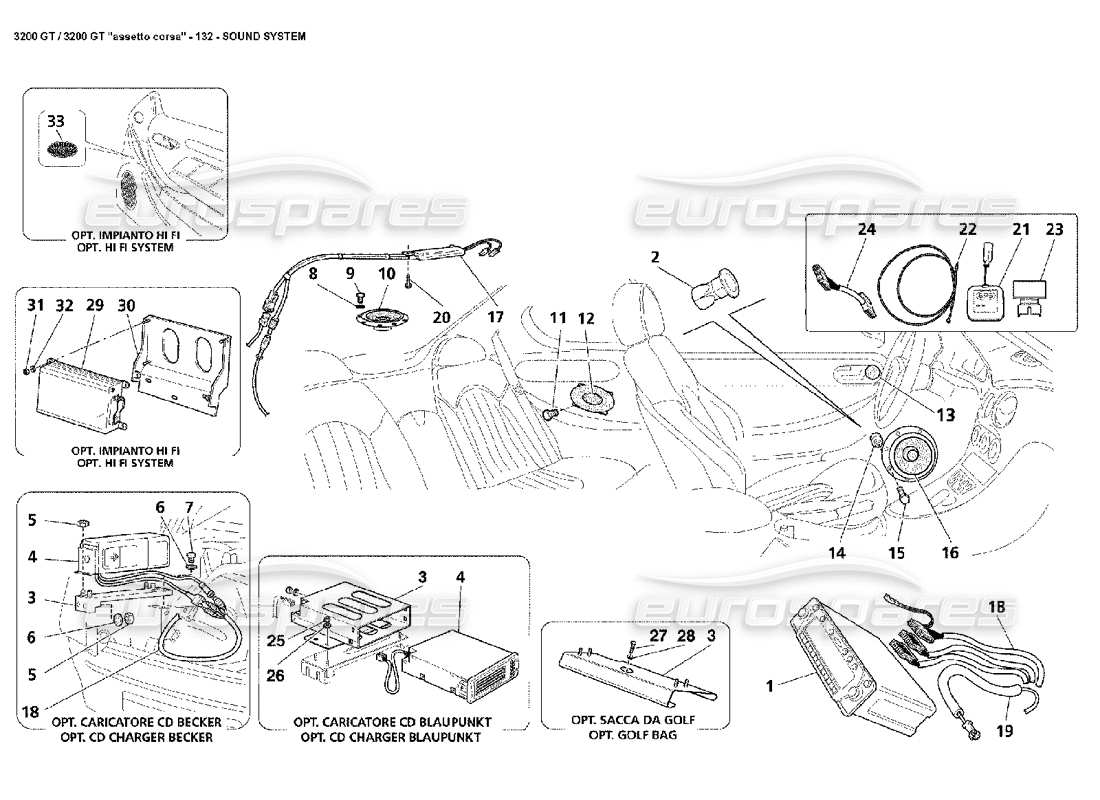 a part diagram from the maserati 3200 parts catalogue