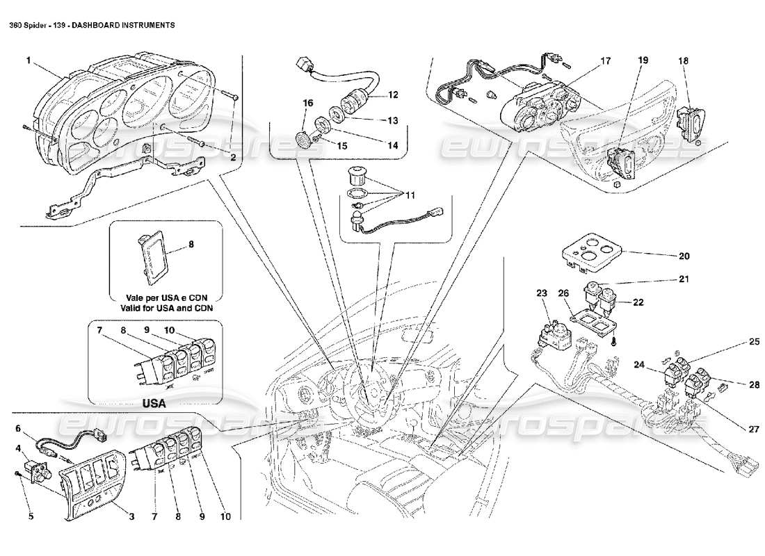 a part diagram from the Ferrari 360 Spider parts catalogue