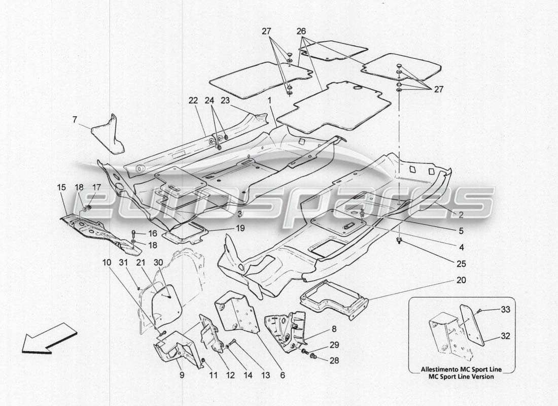 a part diagram from the maserati grancabrio parts catalogue