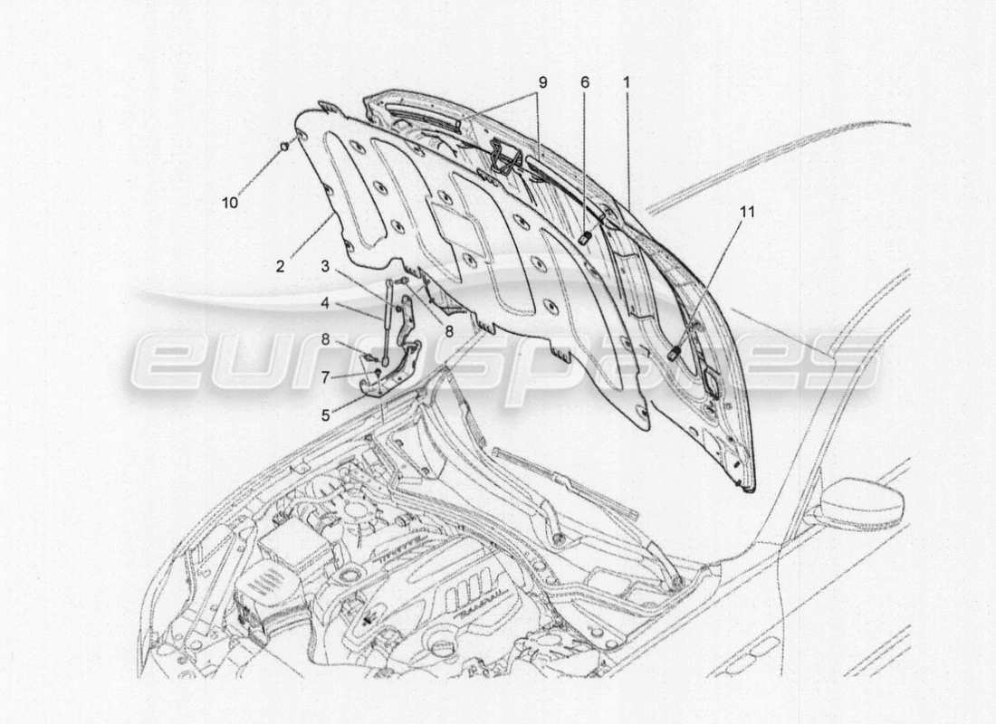 a part diagram from the maserati quattroporte m156 (2014 onwards) parts catalogue