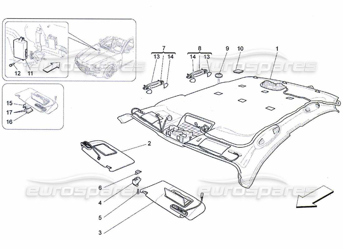 a part diagram from the maserati quattroporte m139 (2005-2013) parts catalogue