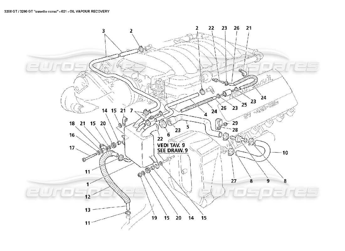 VIEW PARTS DIAGRAMS FROM THE MASERATI 3200 PARTS CATALOGUE a part diagram from the maserati 3200 parts catalogue