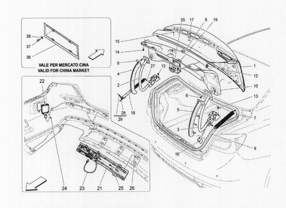 a part diagram from the maserati quattroporte m156 (2014 onwards) parts catalogue