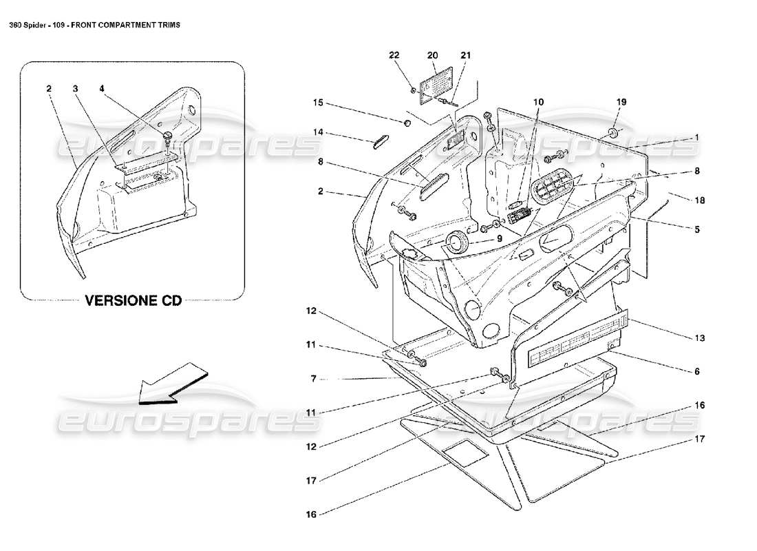 a part diagram from the Ferrari 360 Spider parts catalogue