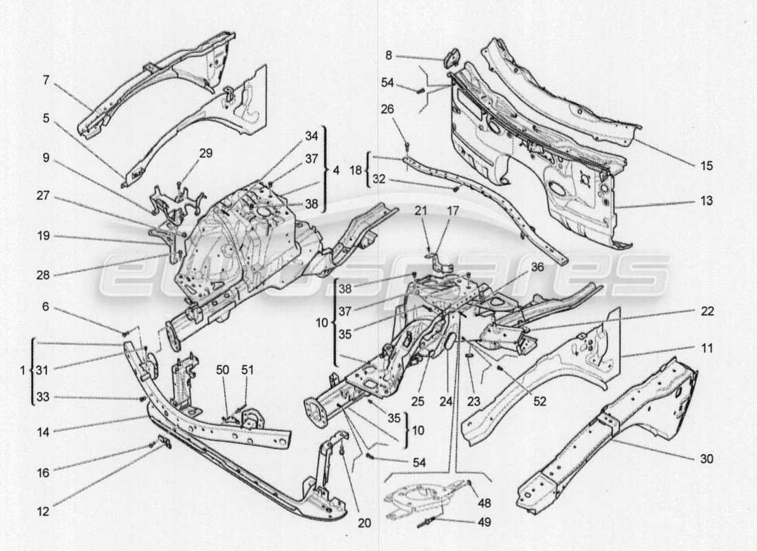 a part diagram from the maserati quattroporte m156 (2014 onwards) parts catalogue
