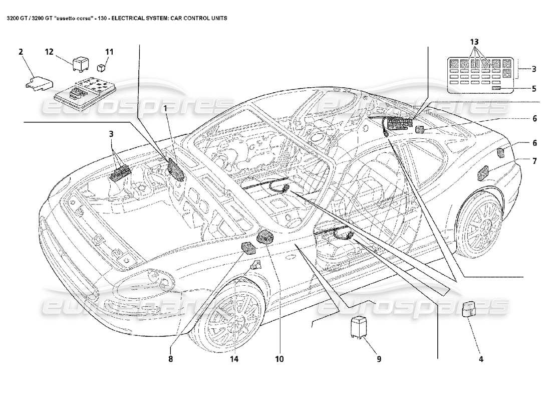 a part diagram from the Maserati 3200 GT/GTA/Assetto Corsa parts catalogue