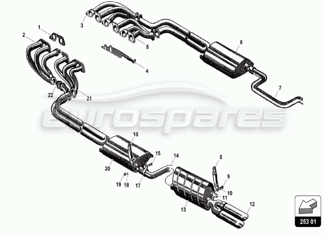a part diagram from the lamborghini 350 parts catalogue