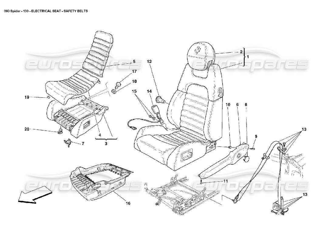 a part diagram from the Ferrari 360 Spider parts catalogue