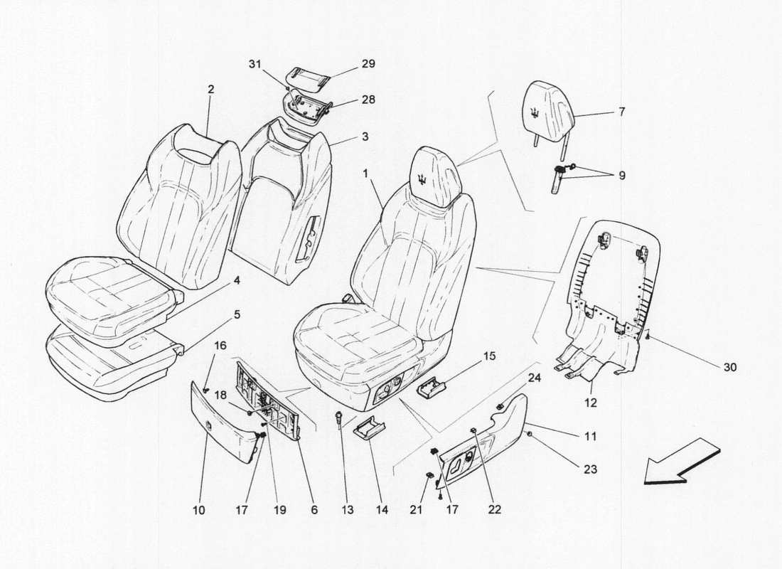 a part diagram from the maserati qtp. v6 3.0 bt 410bhp 2wd 2017 parts catalogue