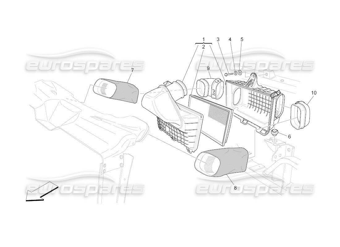 a part diagram from the maserati qtp. (2011) 4.2 auto parts catalogue